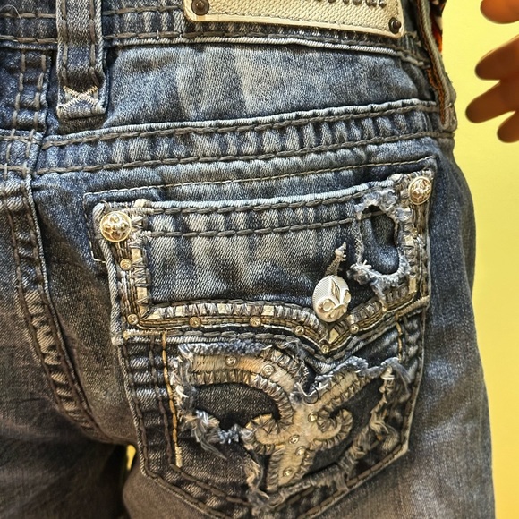 Rock Revival Pants - Rock Revival Dark Blue Denim with Silver Button 3" Short